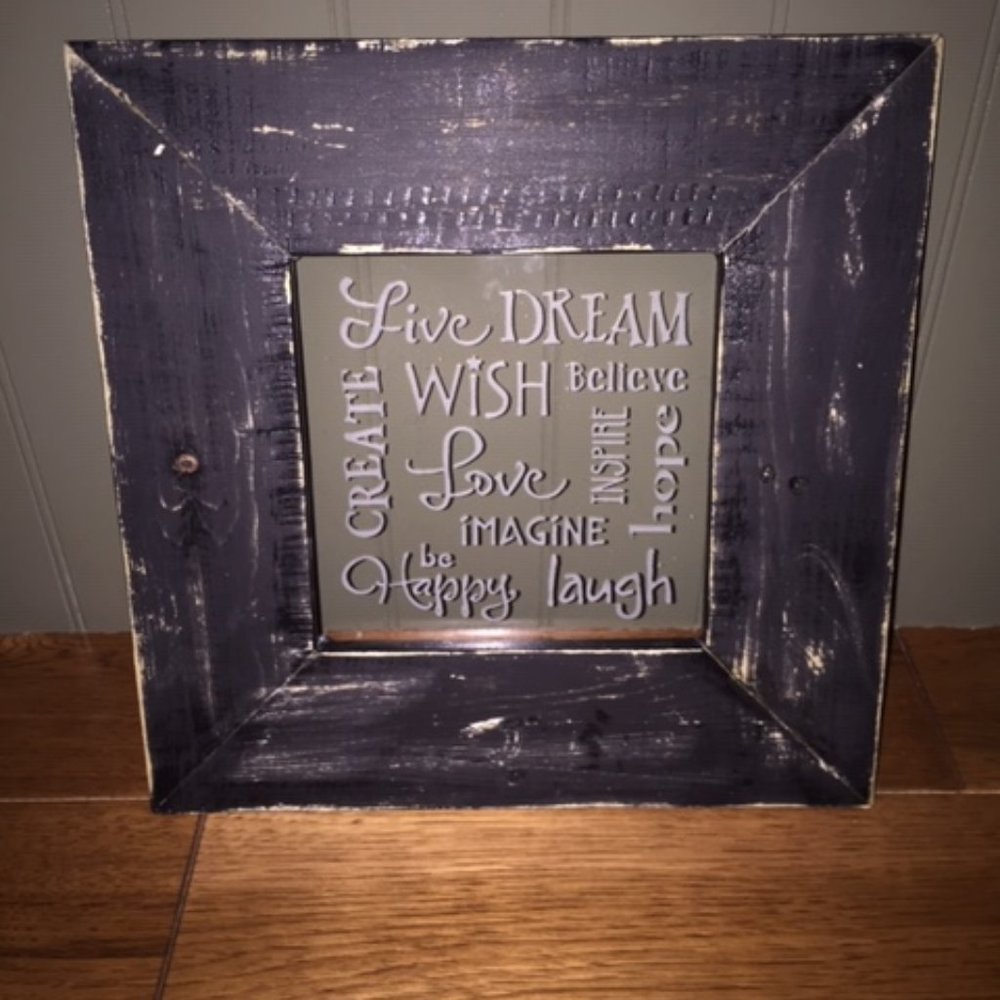 Inspirational Etched Glass & Wood Frame Wall Decor